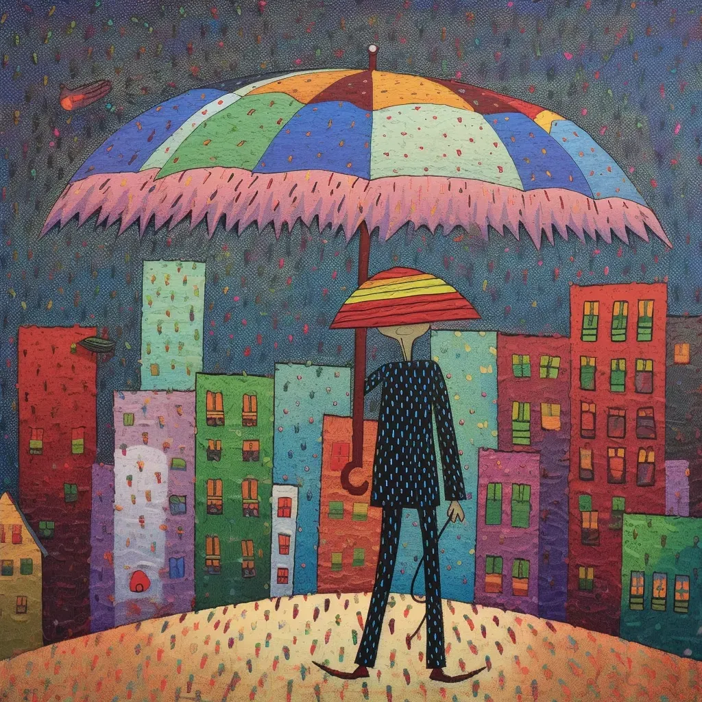 Man with umbrella under clear sky casting rain shadow - Image 4