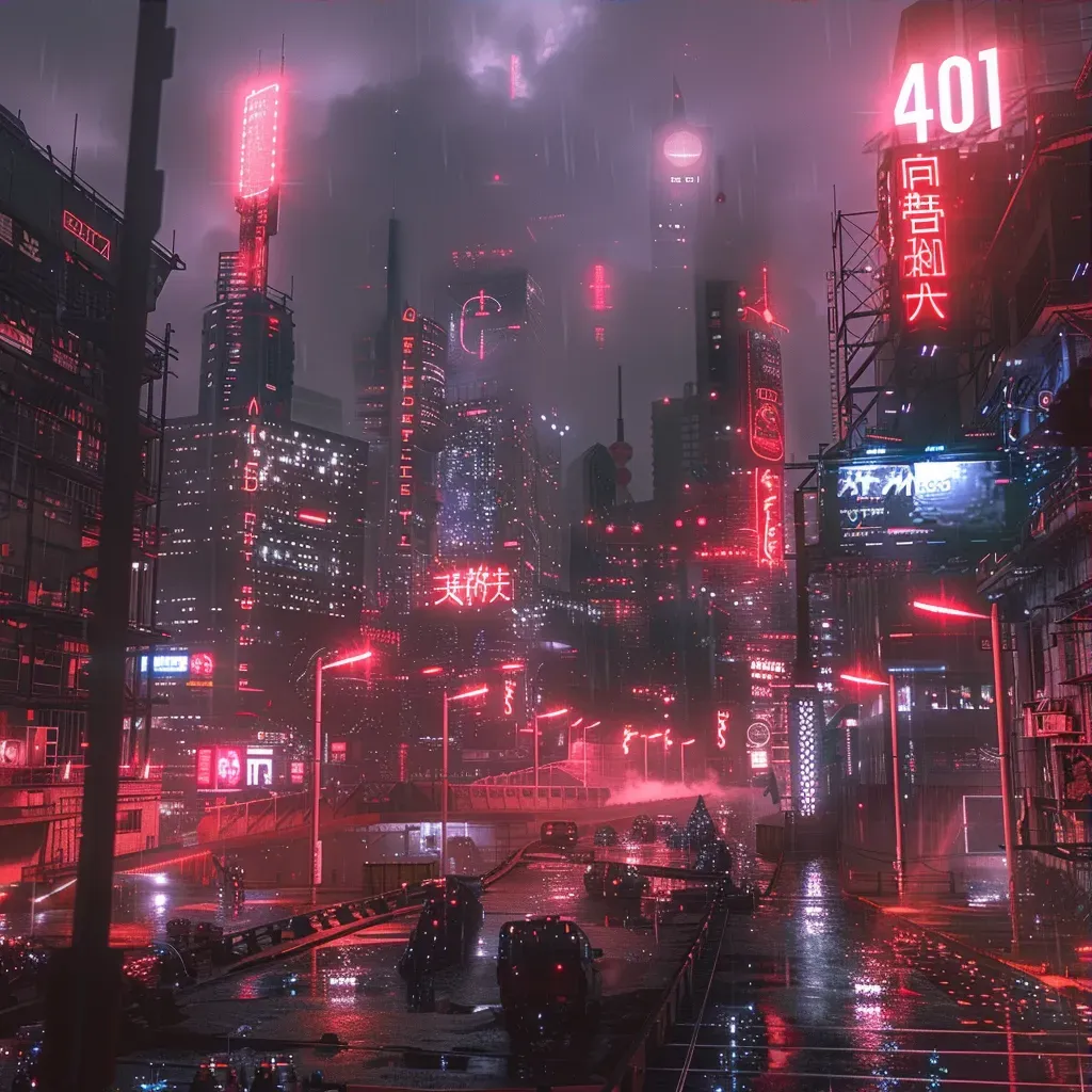 411 Error Page with cyberpunk cityscape and neon lights - Image 3