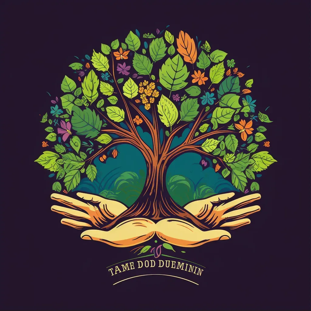 Logo with vibrant, diverse hands planting a seedling, symbolizing growth and unity. - Image 1