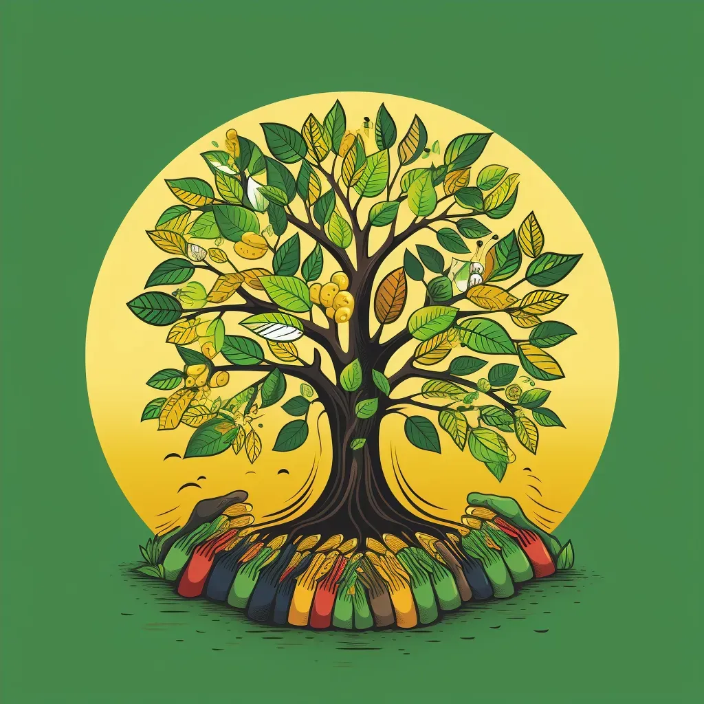 Logo with vibrant, diverse hands planting a seedling, symbolizing growth and unity. - Image 4