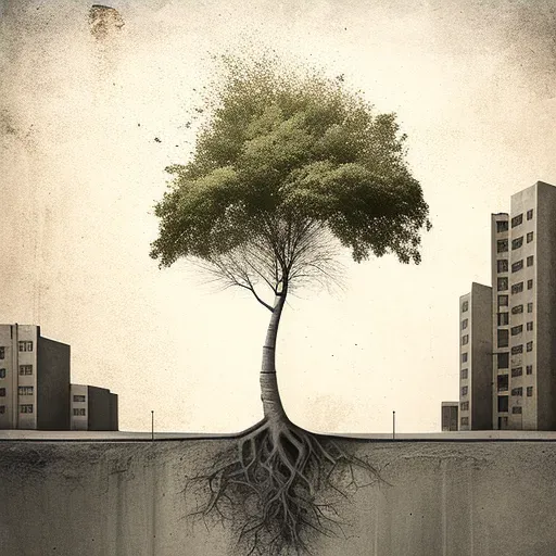 Solitary tree growing in a concrete cityscape - Image 4