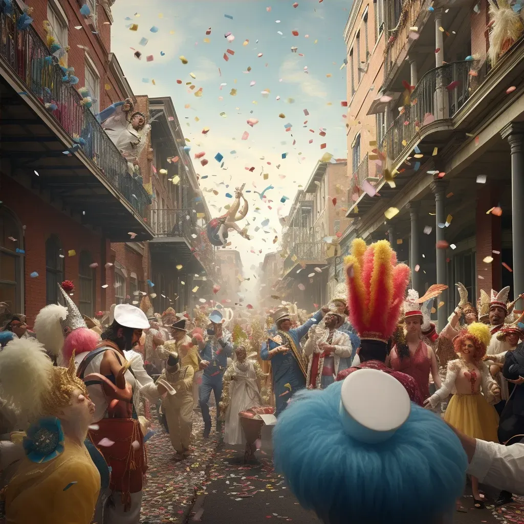 Mardi Gras parade with colorful floats and dancers in New Orleans - Image 4