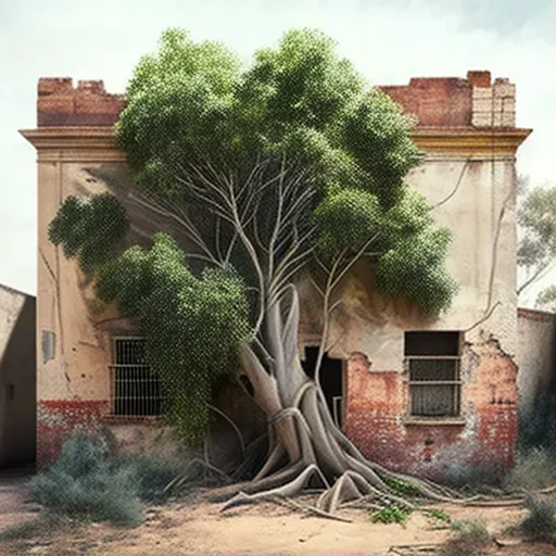 Tree growing from abandoned building - Image 1