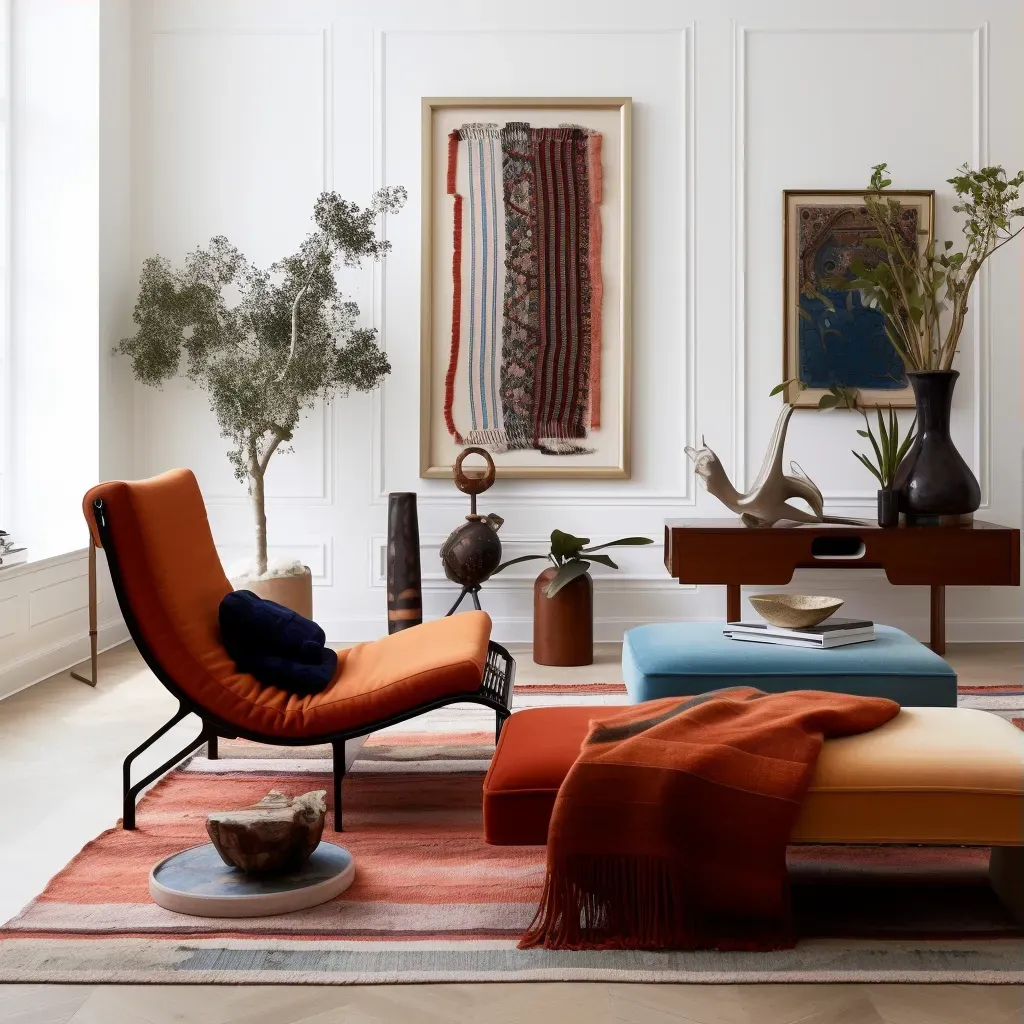 Image of a blend of Scandinavian minimalism and Indian colors in an interior design setting - Image 3