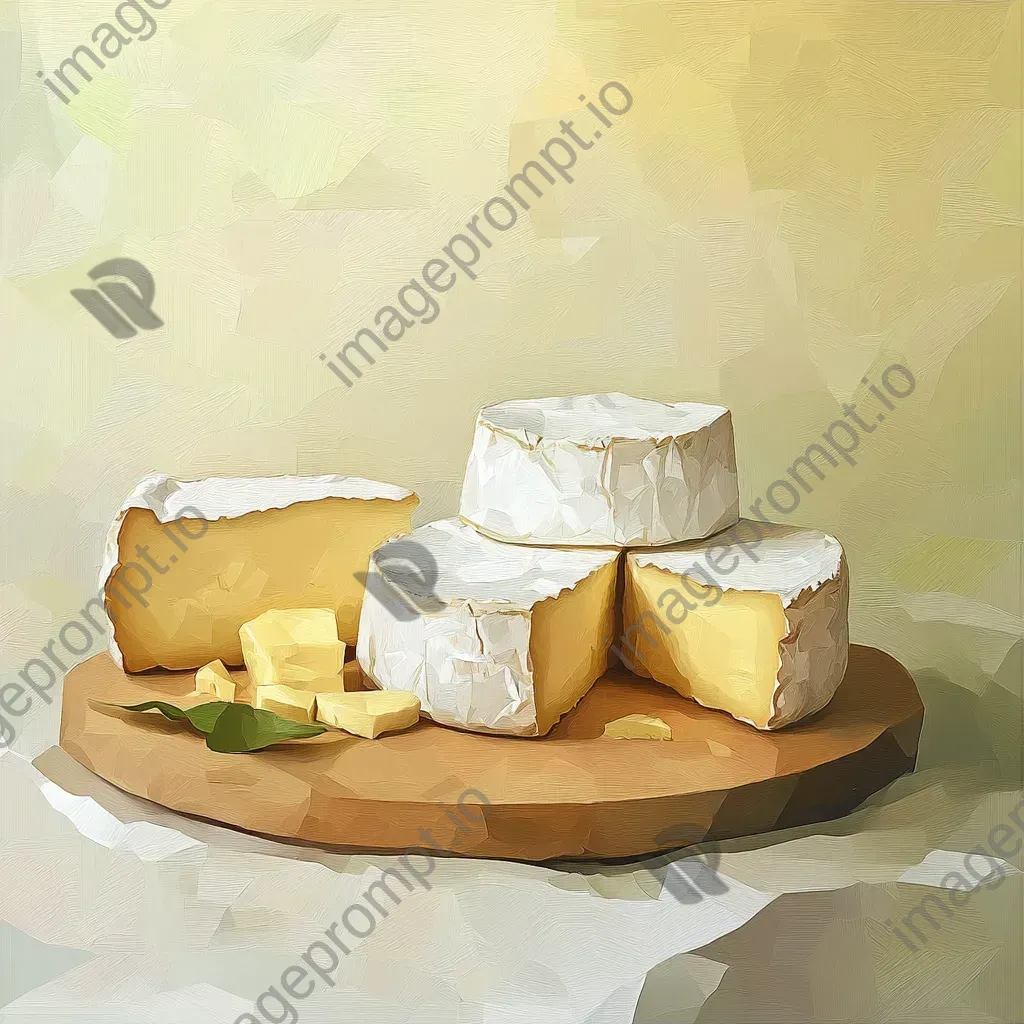 French artisan cheese platter depicted in a geometric, low poly style - Image 1