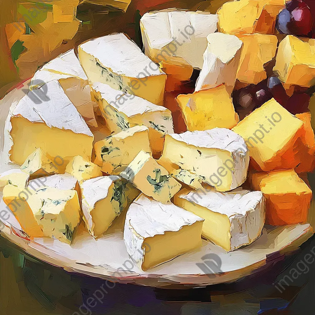 French artisan cheese platter depicted in a geometric, low poly style - Image 2