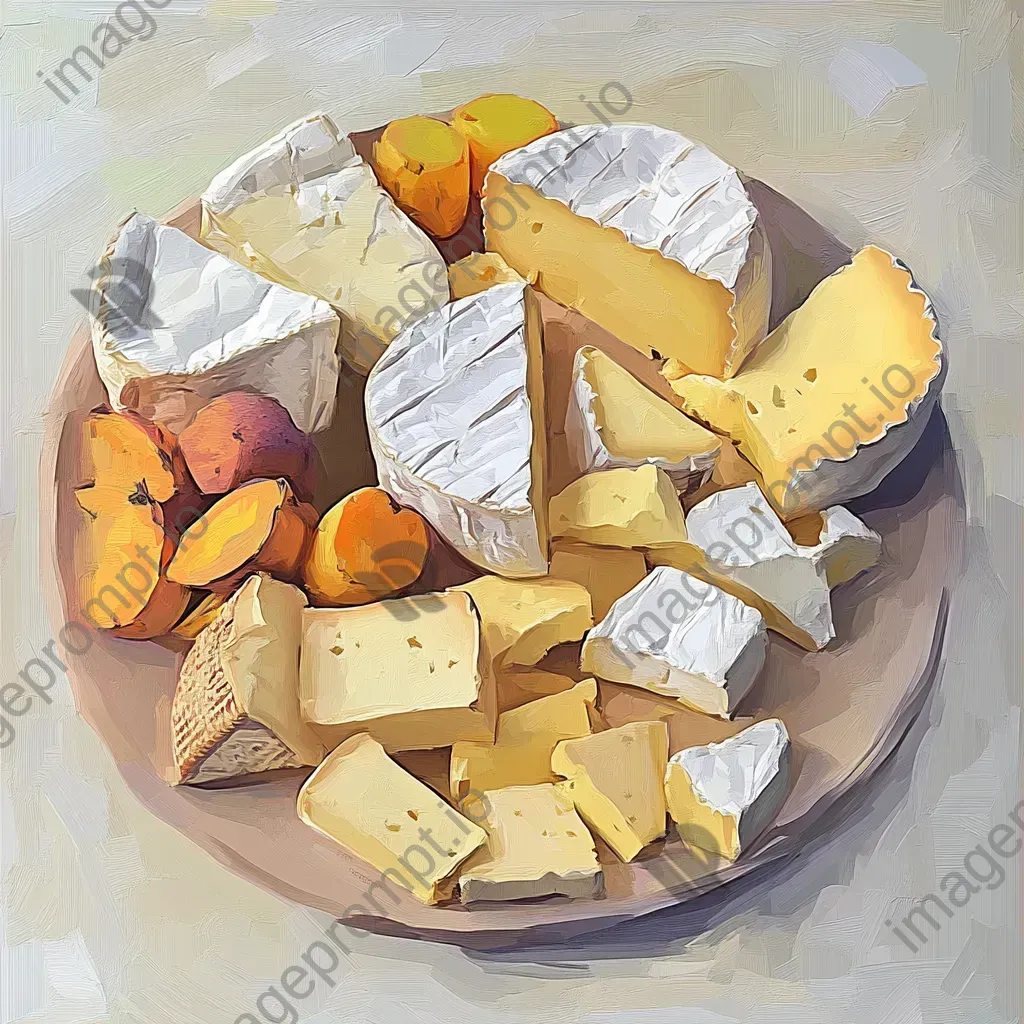 French artisan cheese platter depicted in a geometric, low poly style - Image 3