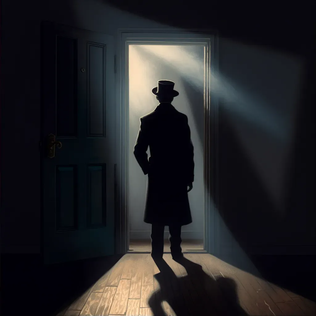 Intriguing illustration of a silhouetted figure at an apartment door - Image 2