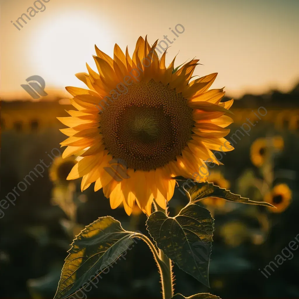 Golden hour sunflower in field - Image 2