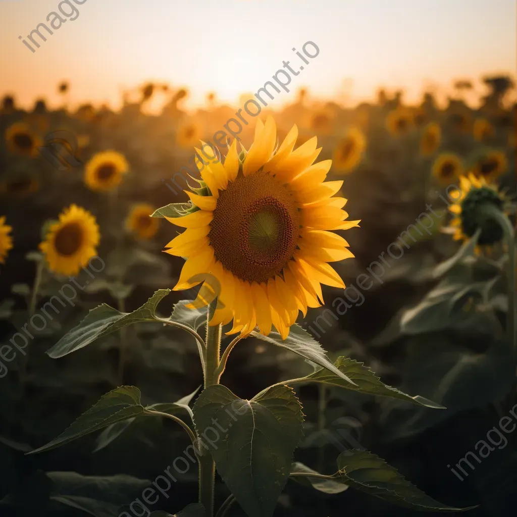 Golden hour sunflower in field - Image 3