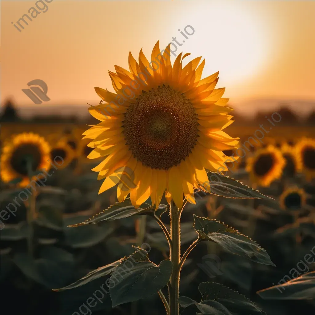 Golden hour sunflower in field - Image 4