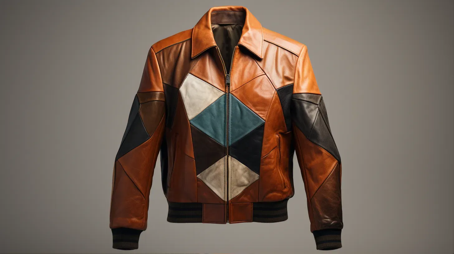 Vintage low poly leather jacket in earth-tone colors - Image 1