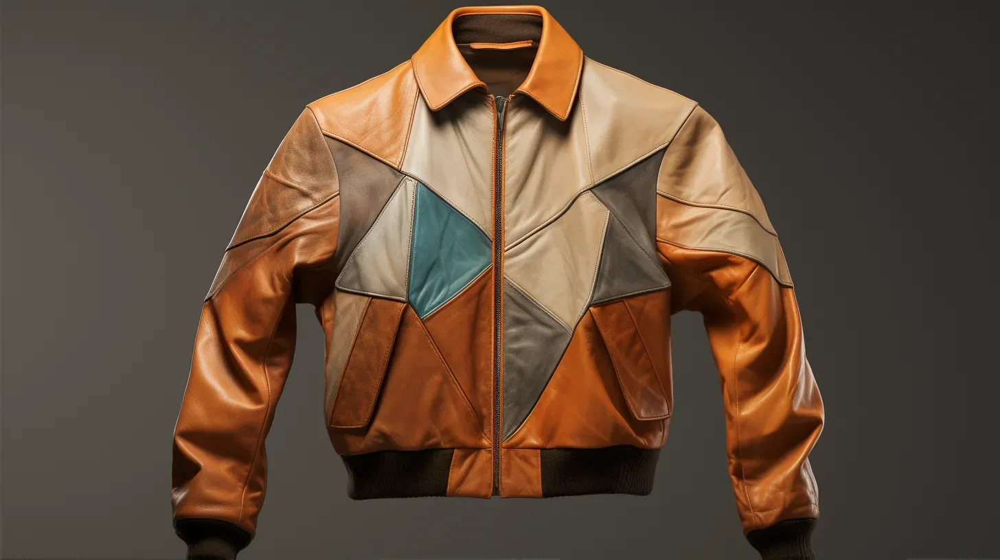 Vintage low poly leather jacket in earth-tone colors - Image 2