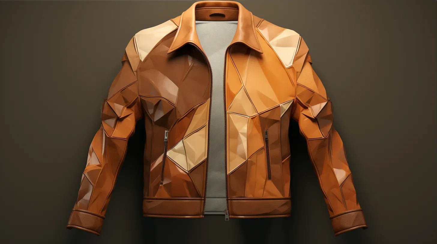 Vintage low poly leather jacket in earth-tone colors - Image 3