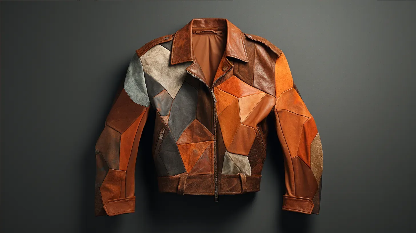 Vintage low poly leather jacket in earth-tone colors - Image 4