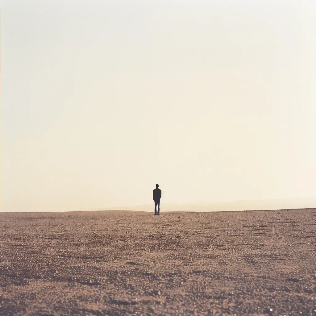 Minimalist conceptual portrait of a resilient figure in a barren desert - Image 4