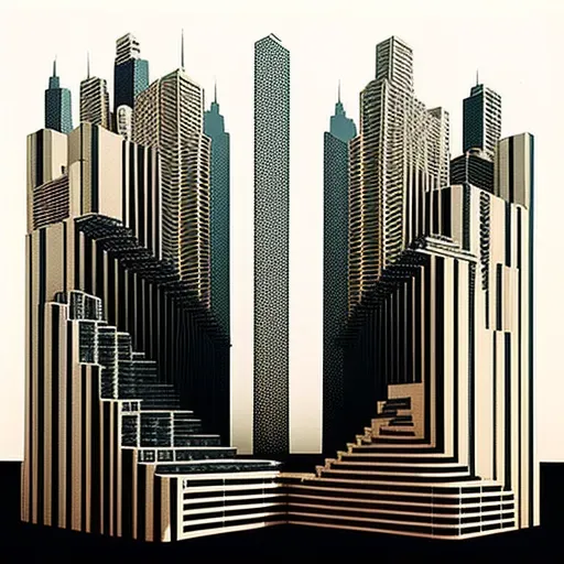 Modern cityscape with skyscraper patterns - Image 2