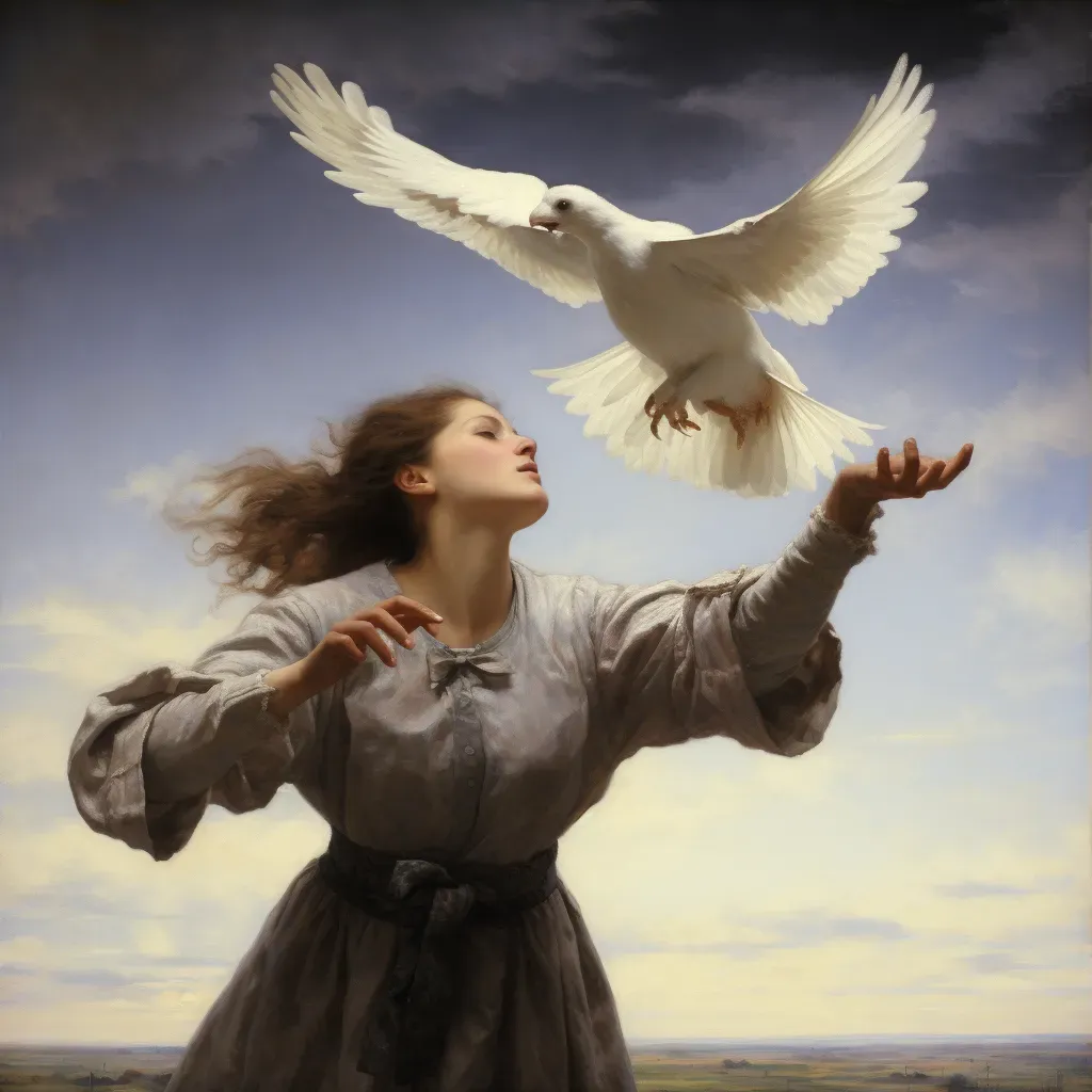 Illustration of releasing a white dove into the sky, symbolizing peace and hope - Image 3