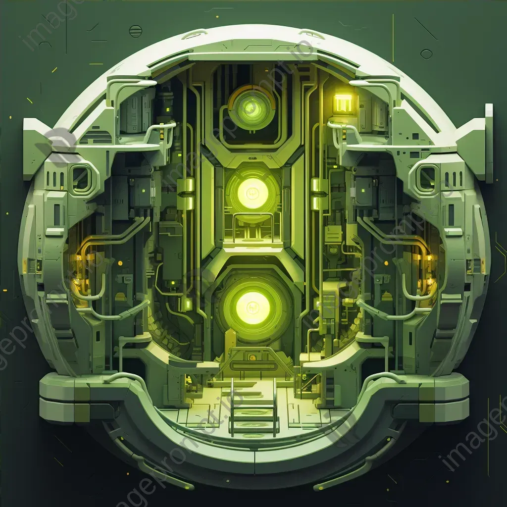 Retro-style low poly art of a vibrant alien space station - Image 4