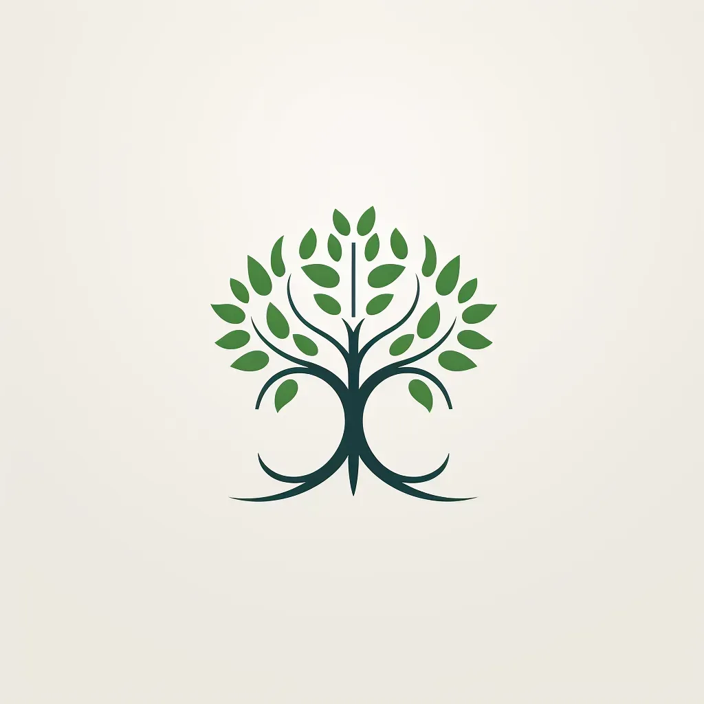 Logo with minimalist tree in green and white colors - Image 1