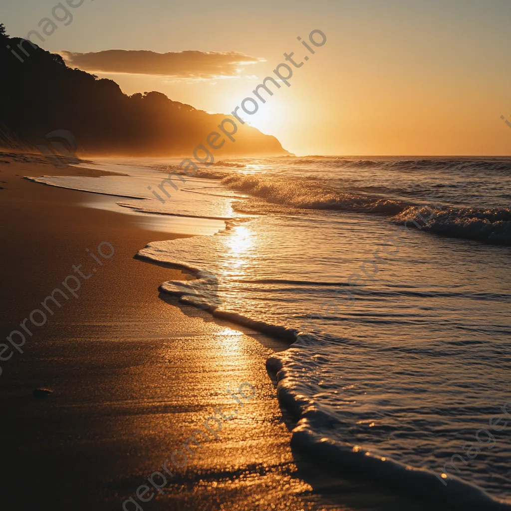 Sunset at beach where river meets ocean - Image 1