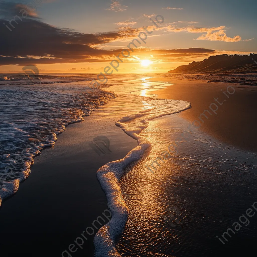 Sunset at beach where river meets ocean - Image 3