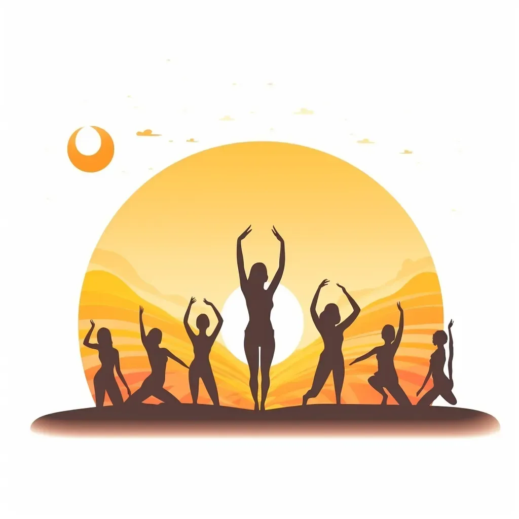 Beach Yoga Studio Logo with Yoga Poses on Sandy Beach - Image 1