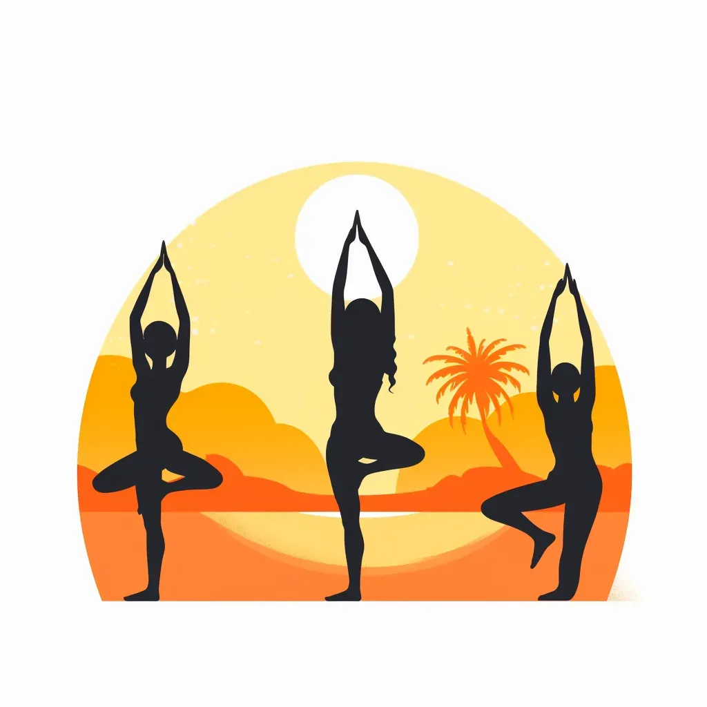 Beach Yoga Studio Logo with Yoga Poses on Sandy Beach - Image 3