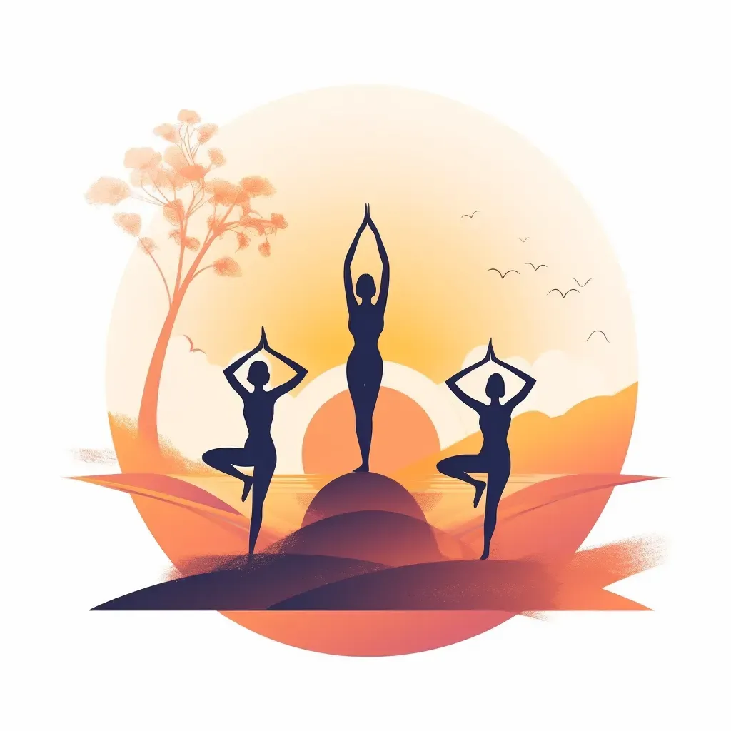 Beach Yoga Studio Logo with Yoga Poses on Sandy Beach - Image 4