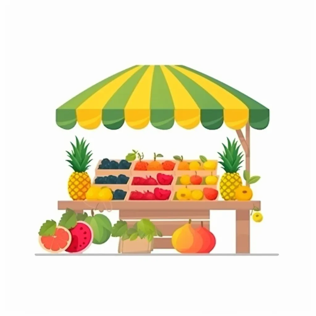 Tropical fruit stand logo with colorful fruits on display - Image 1