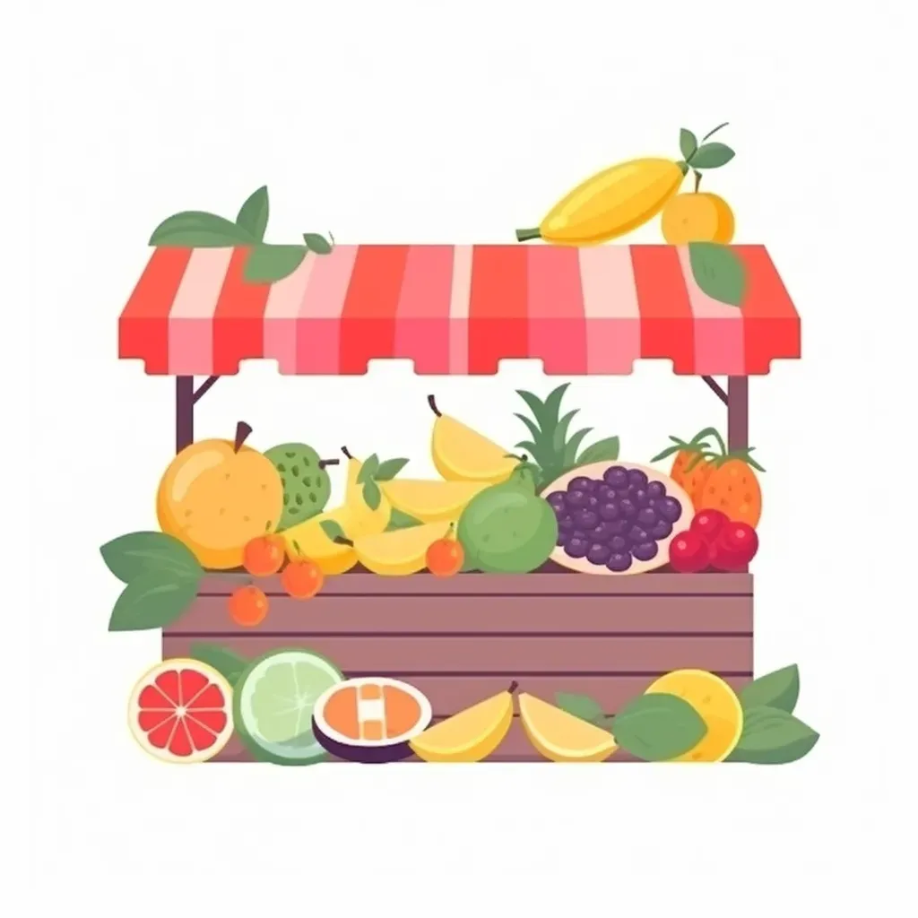 Tropical fruit stand logo with colorful fruits on display - Image 2