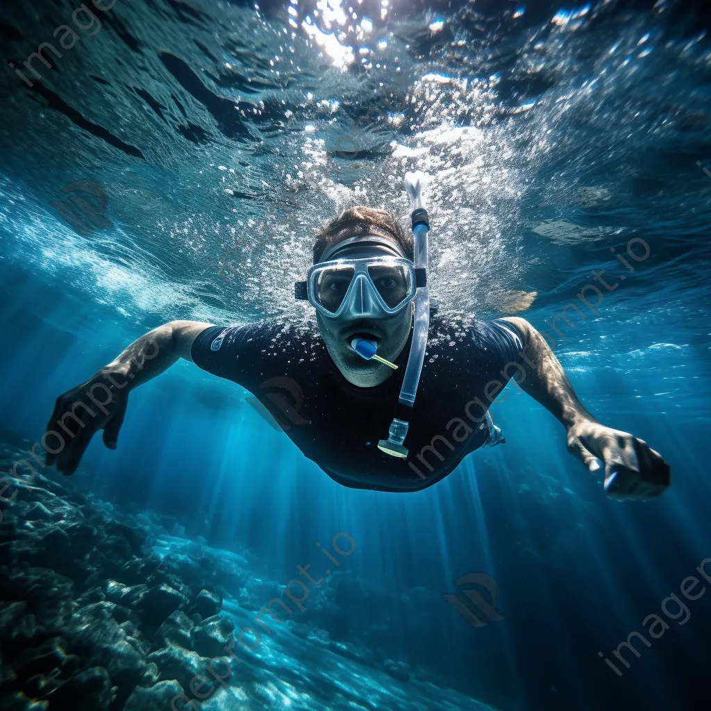 Athlete practicing underwater swimming techniques in a pool - Image 1