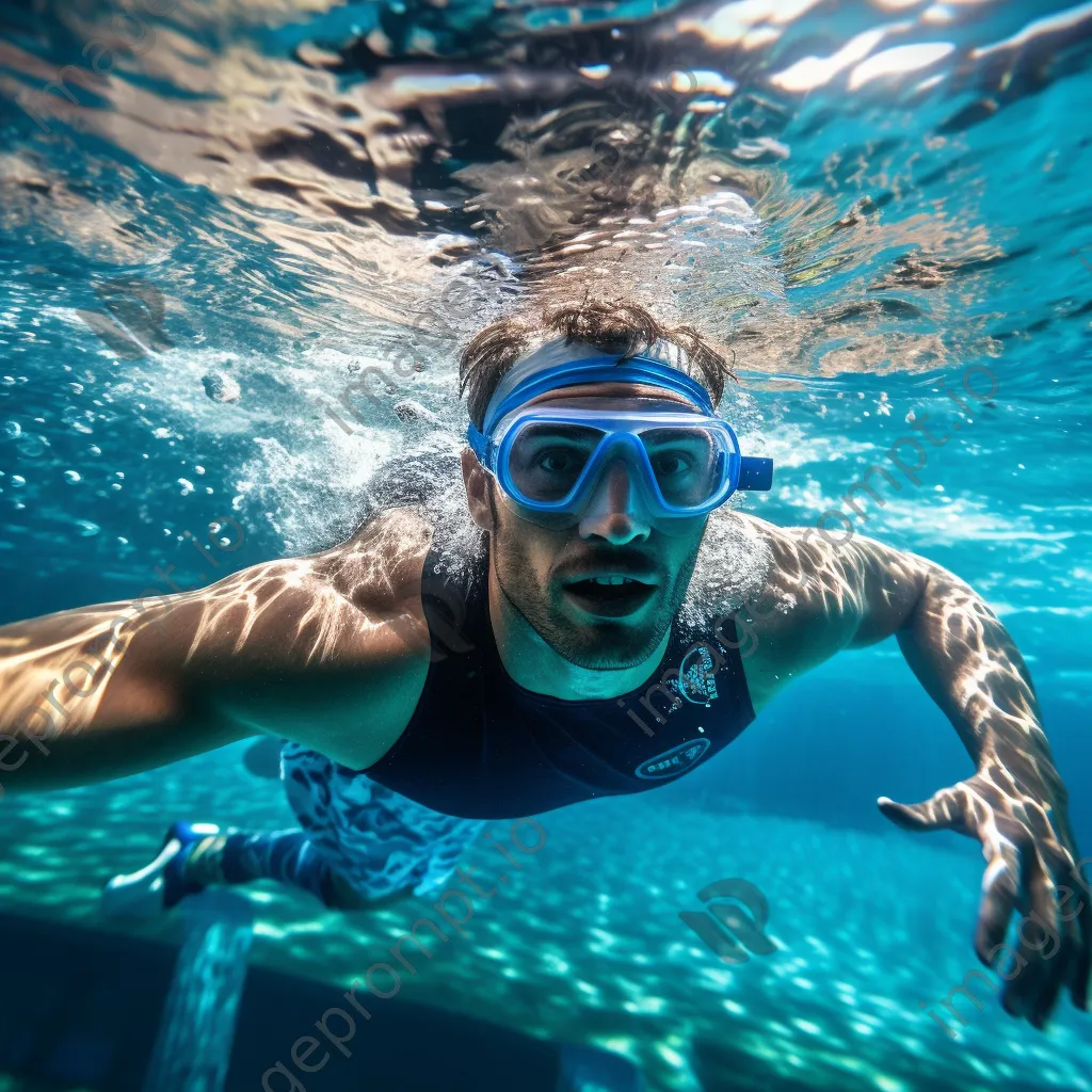 Athlete practicing underwater swimming techniques in a pool - Image 2