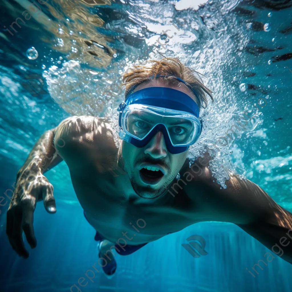 Athlete practicing underwater swimming techniques in a pool - Image 3