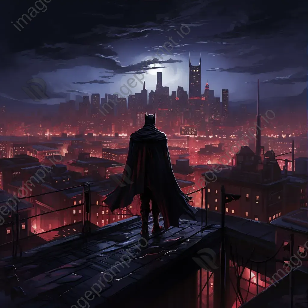 Superheroes in a showdown on rooftops against a nocturnal city skyline - Image 3