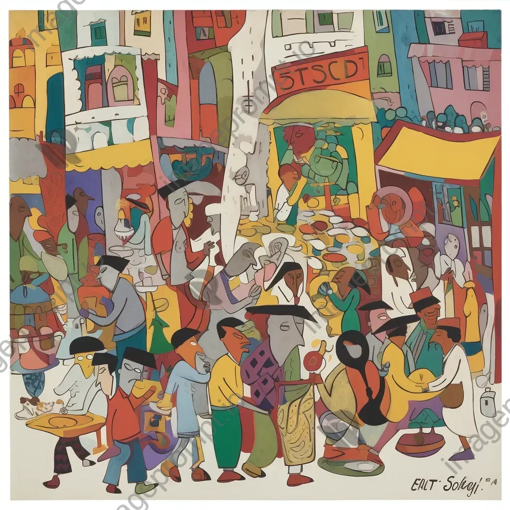 Young boy navigating bustling market in exotic city on quest - Image 4