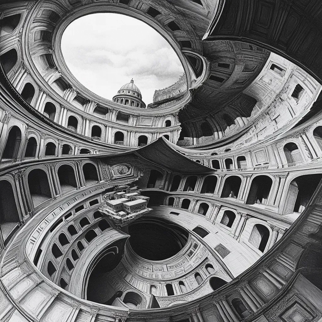 The Pantheon in Rome depicted as an M.C. Escher style optical illusion - Image 4