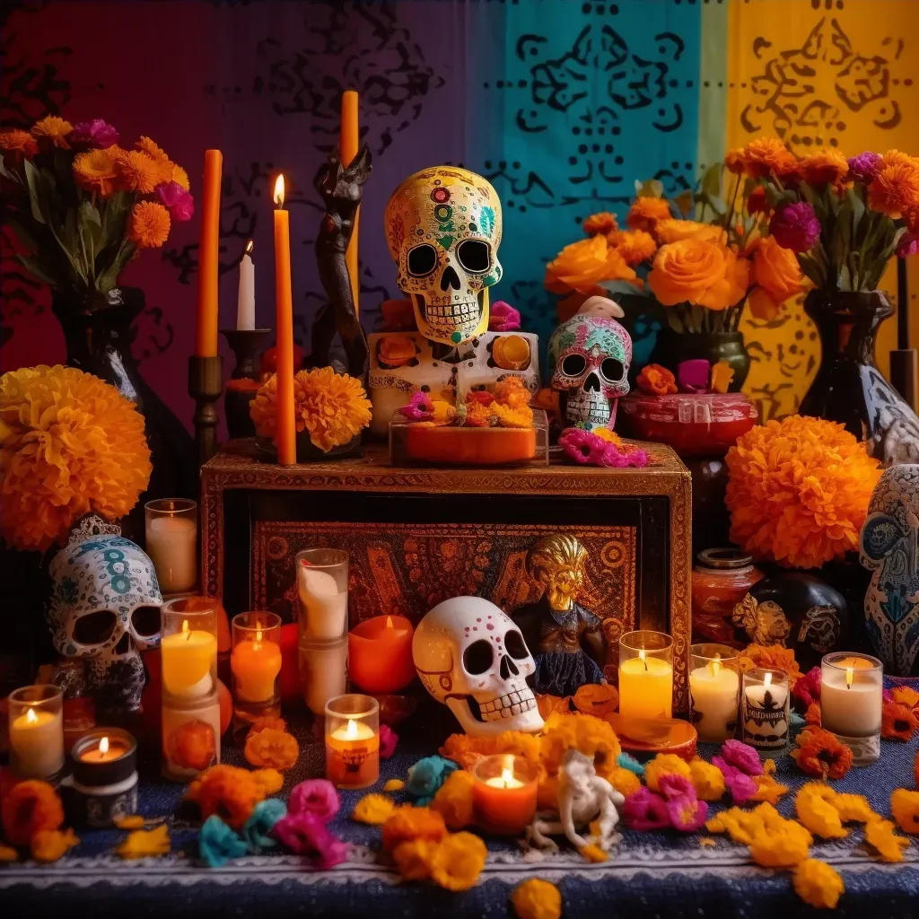 Mexican Day of the Dead altar with marigold flowers - Image 4