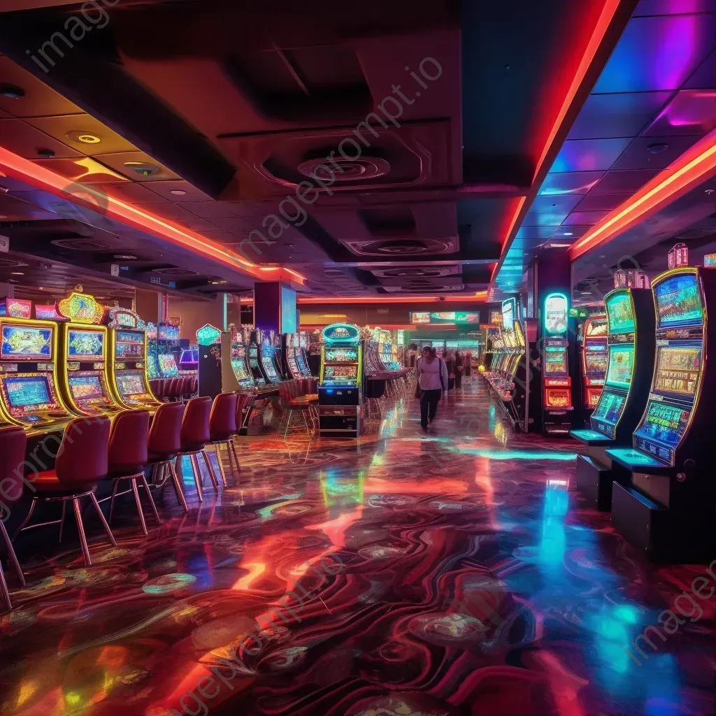 Casino interior with slot machines and gamblers - Image 1