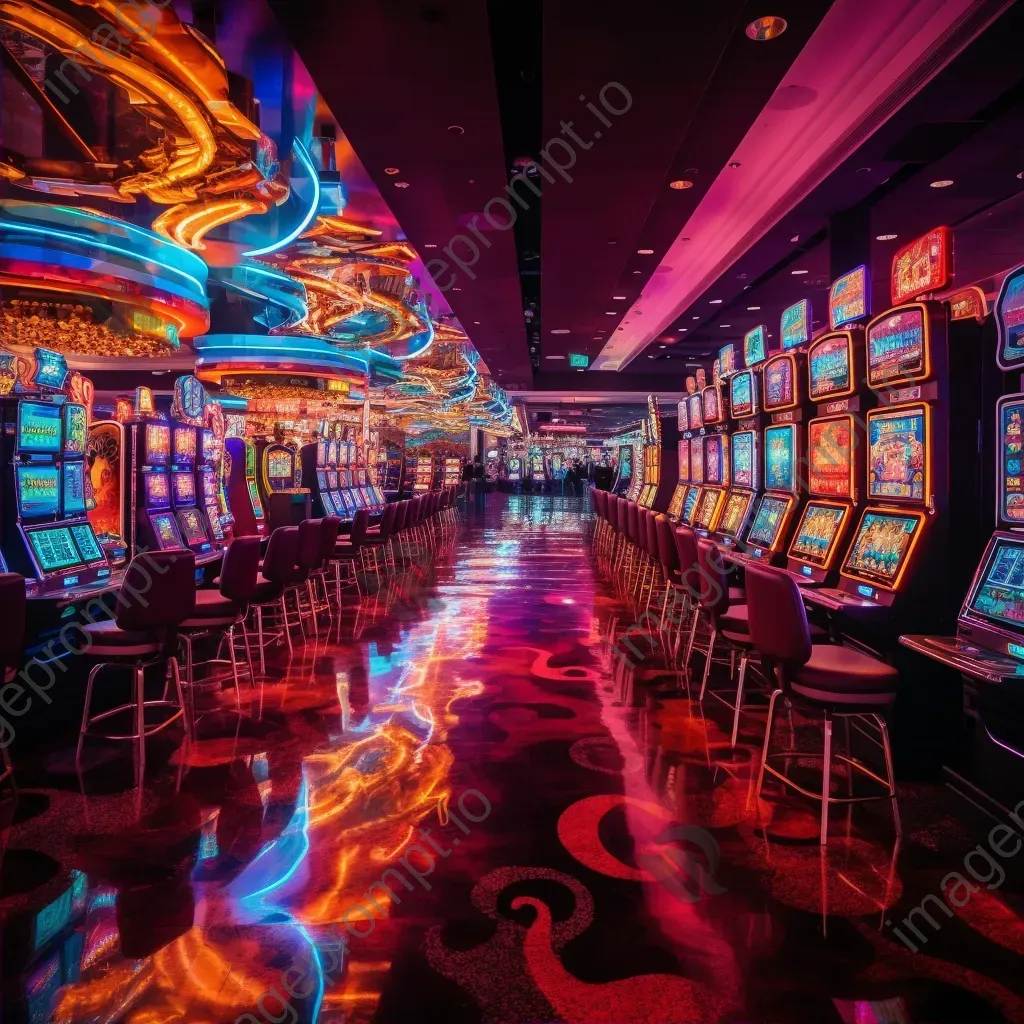 Casino interior with slot machines and gamblers - Image 2