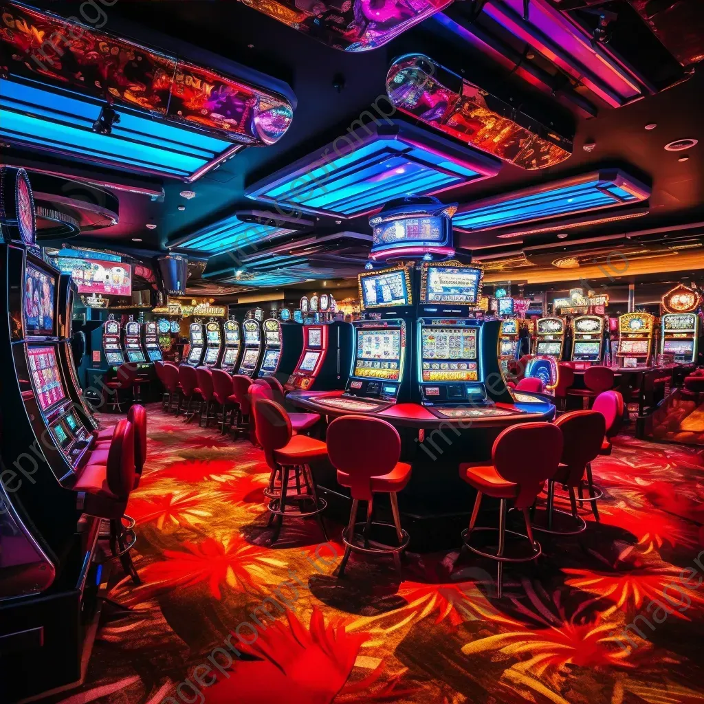 Casino interior with slot machines and gamblers - Image 4