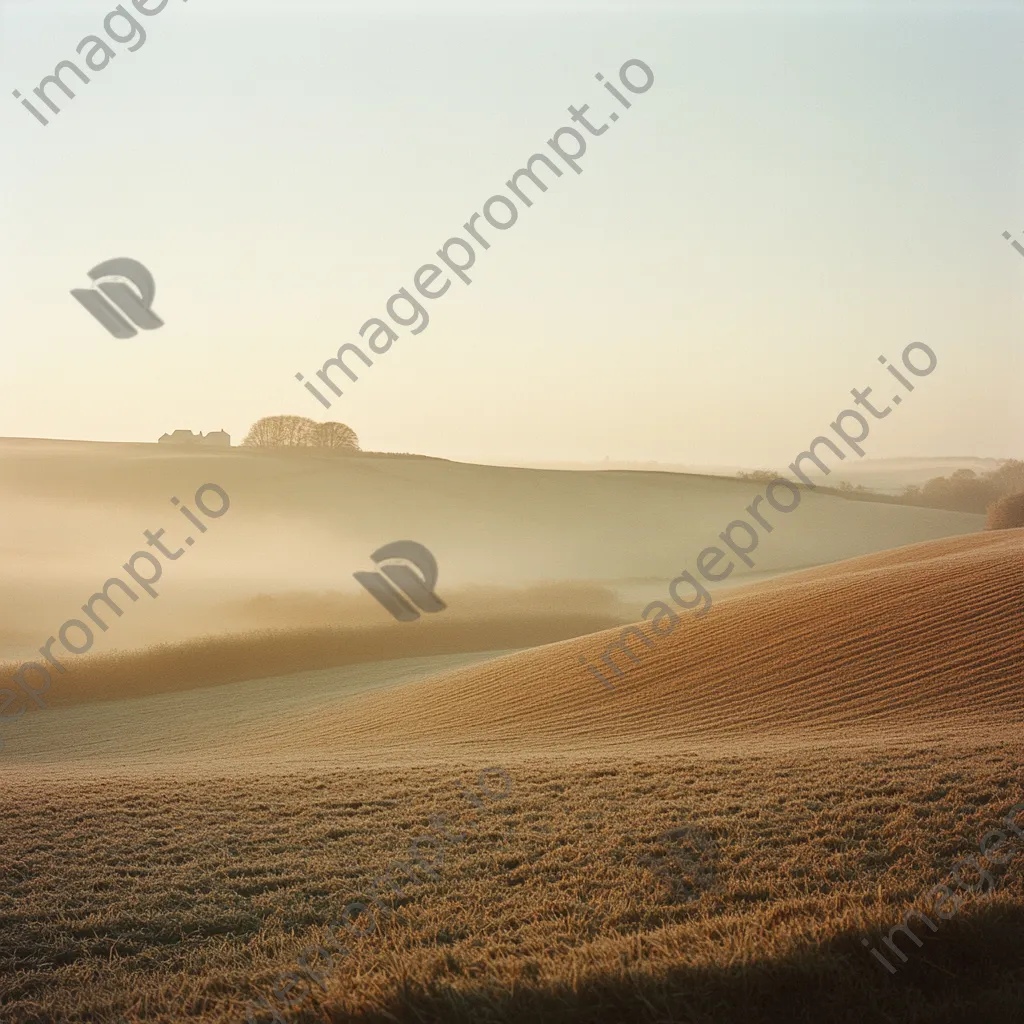 Fog-covered rural landscape with a farmhouse - Image 4