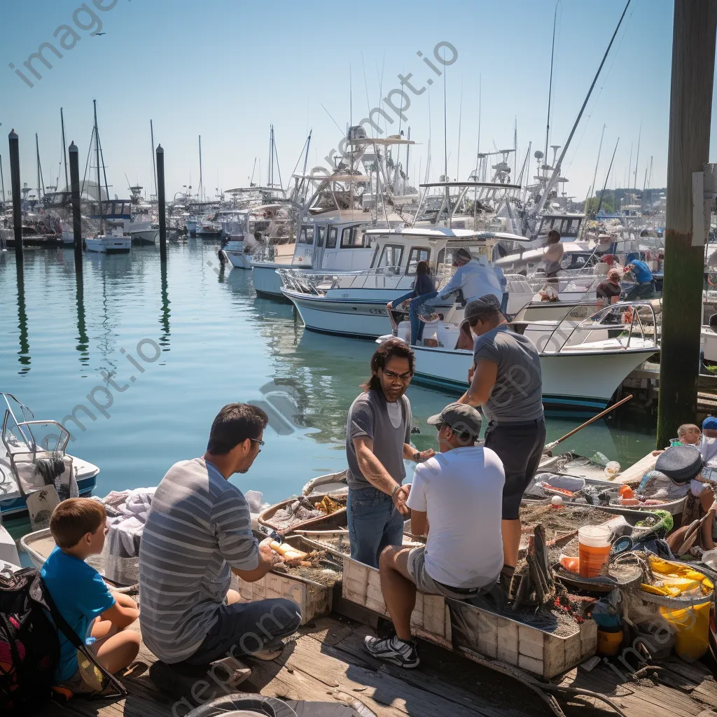 Families enjoying brunch by the harbor, with children playing nearby. - Image 4