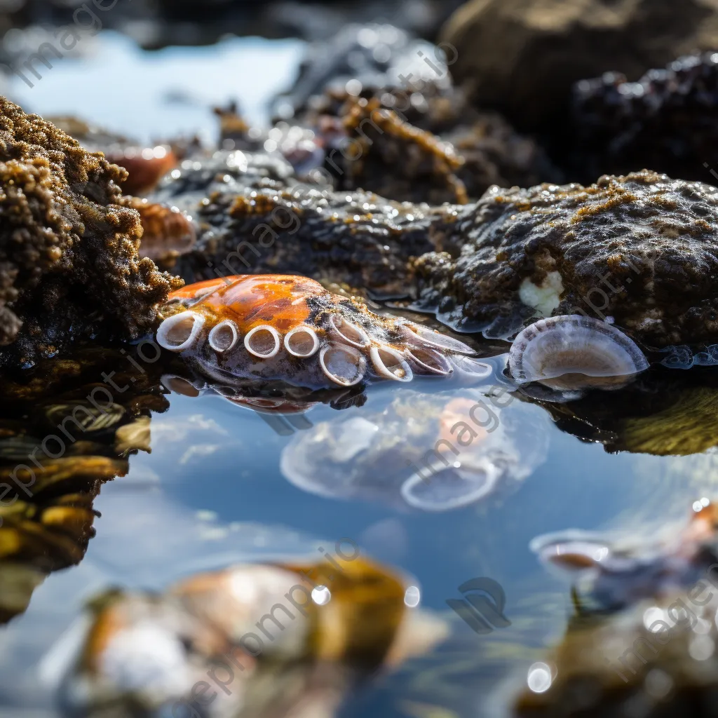 Close-up of mollusks and barnacles in a rock pool habitat - Image 2