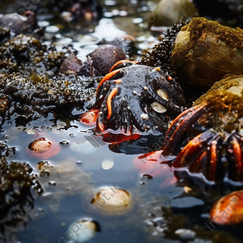 Close-up of mollusks and barnacles in a rock pool habitat - Image 4