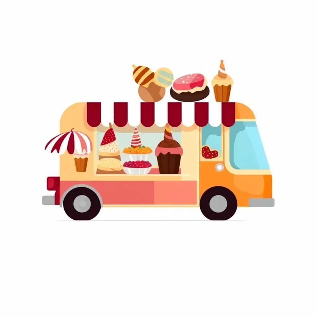 Summer food truck logo with colorful treats on wheels - Image 1