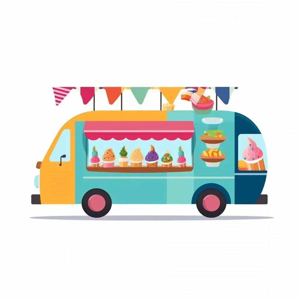 Summer food truck logo with colorful treats on wheels - Image 2