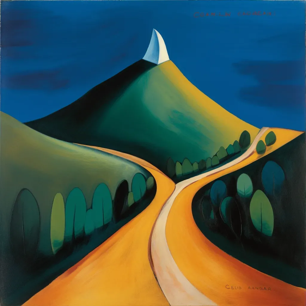 Illustration of a winding path leading to a distant mountain peak - Image 3