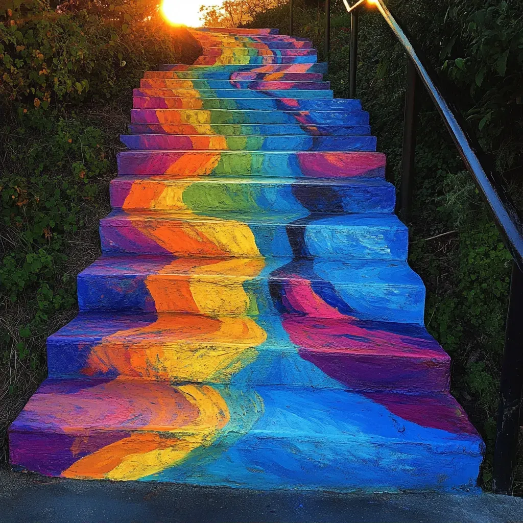 Colorfully painted staircase capturing the hues of a setting sun - Image 2