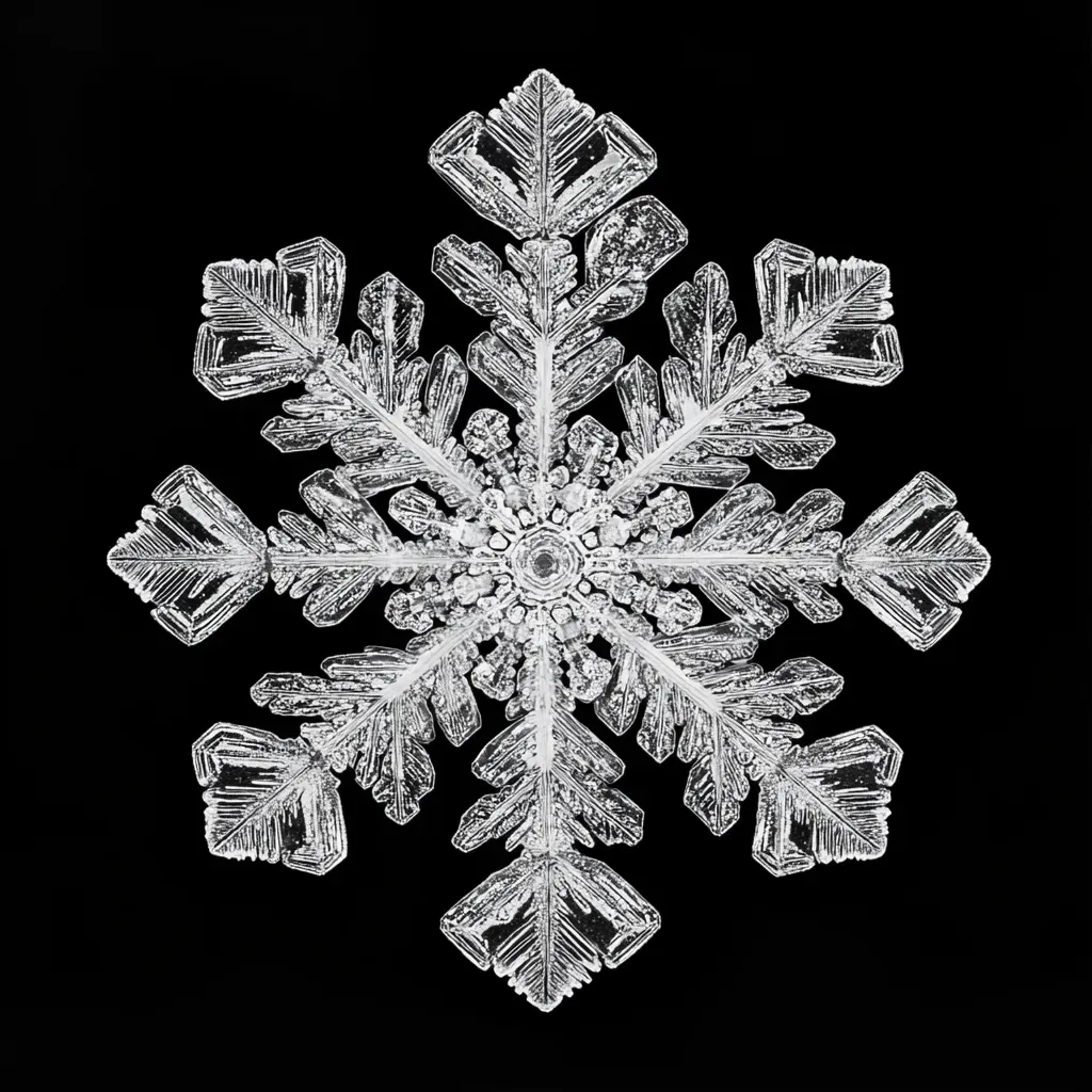 Detailed micrograph of an intricate snowflake capturing the essence of minimalism - Image 1